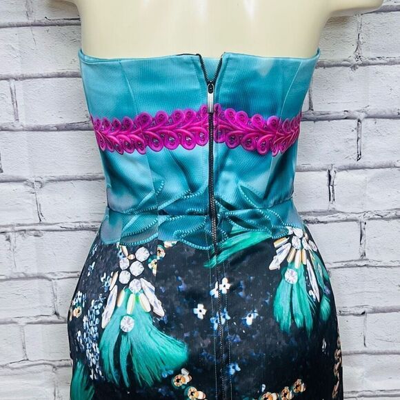 Mary Katrantzou Strapless Jewel-Print Short Cocktail Dress Euro size 8 - Picture 6 of 15